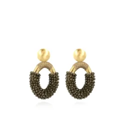 Army Groene Oorbellen Combi Oval M
