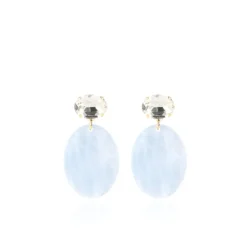 Azuur Oorbellen Celia Strass Ovaal S