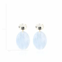 Azuur Oorbellen Celia Strass Ovaal S