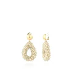 Beige Oorbellen Clip Berry Druppel S