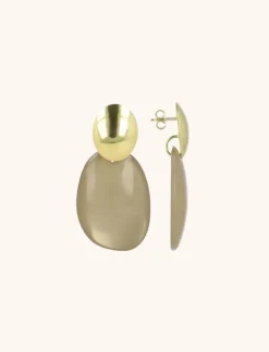 Beige Oorbellen Little Sara Asymmetric Ovaal S