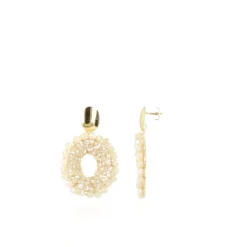 Beige Oorbellen Mia Ovaal S