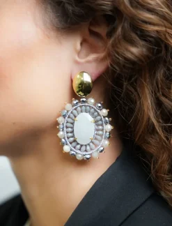 Beige Oorbellen Roxx Ovaal L