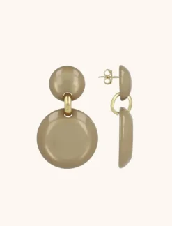 Beige Oorbellen Xenia Rond L