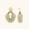 Beige Oorbellen Yara Glassberry Ovaal M Double Stones