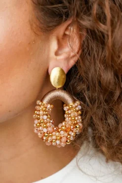 Beige Tangerine Oorbellen Opheilia Combi Ovaal M