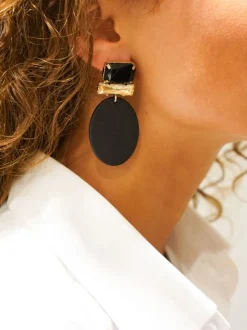 Black Opal Oorbellen Sirius Strass Rectangle