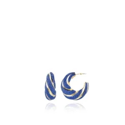 Blauwe Glitter Oorbellen Twist Creole S