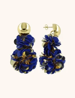 Blauwe Goudkleurige Oorbellen Double Globe Pixie