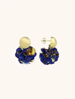 Blauwe Goudkleurige Oorbellen Sequin Globe S Vlinder