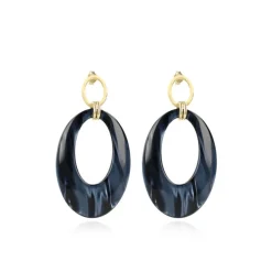 Blauwe Oorbel Nemea Open Ovaal L