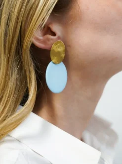 Blauwe Oorbellen Celia Oval S Opal