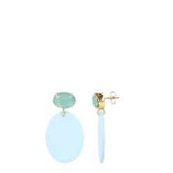 Blauwe Oorbellen Celia Oval S Opal Strass Pacific
