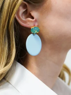 Blauwe Oorbellen Celia Oval S Opal Strass Pacific