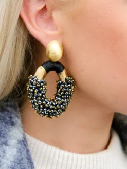 Blauwe Oorbellen Eve Combi Oval L Double Stones