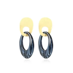 Blauwe Oorbellen Nemea Teardrop L Brushed