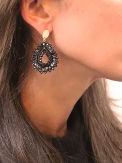 Blauwe Oorbellen Robin Silk Drop Crystal S Metallic