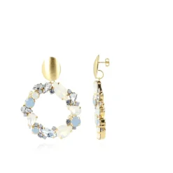 Blauwe Oorbellen Strass Lynn Rond