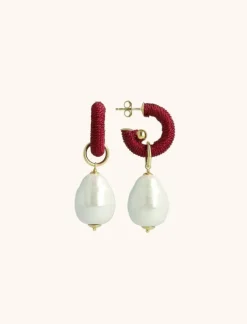 Bordeaux Oorbellen Apollo Creool Parel Xs