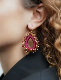 Bordeaux Oorbellen Carina Urchin Drop M