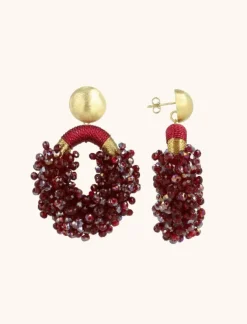 Bordeaux Oorbellen Eve Ovaal Double Stones M