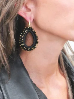 Carina Zwarte Oorbellen Urchin Drop L