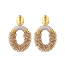 Champagne Oorbellen Yara Oval L
