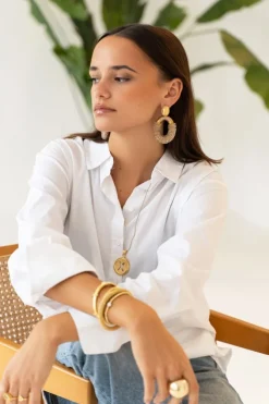 Champagne Oorbellen Yara Oval L