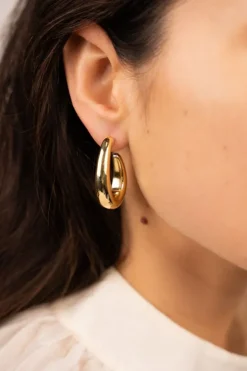 Classic Goudkleurige Oorbellen Ovaal Teardrop Creole Deluxe S