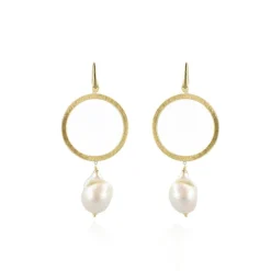 Classic Oorbellen Classic Open Cirkel Wilde Parel Satin