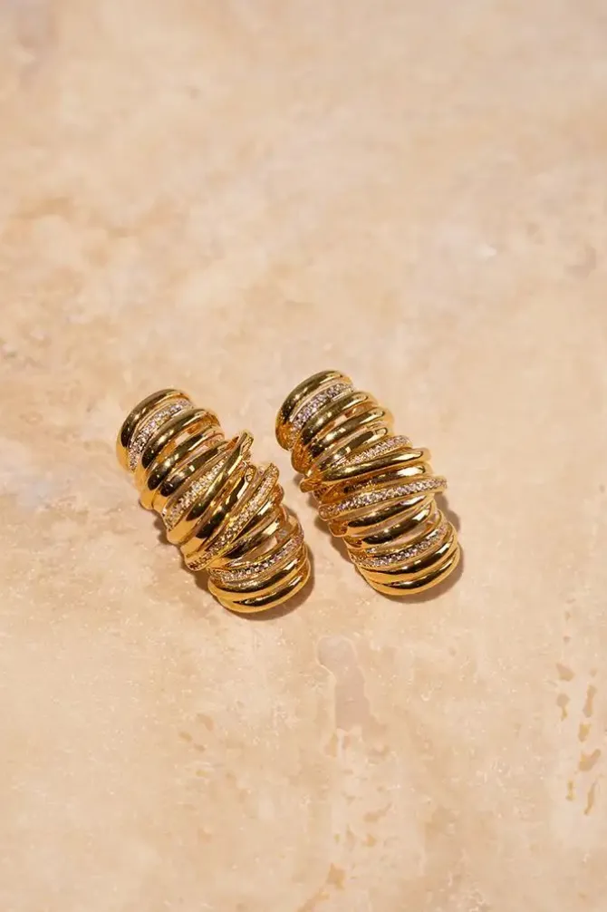 Classic Oorbellen Croissant Stones