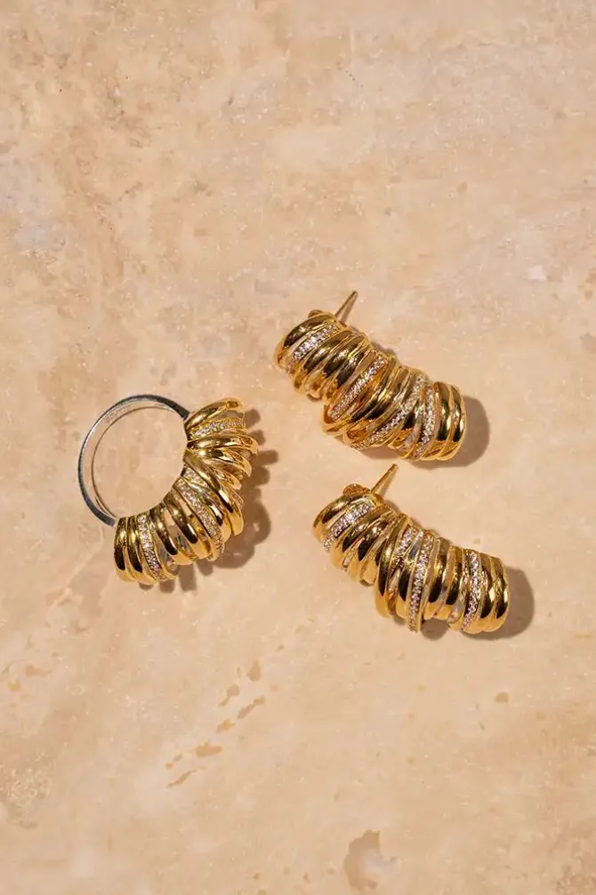 Classic Oorbellen Croissant Stones