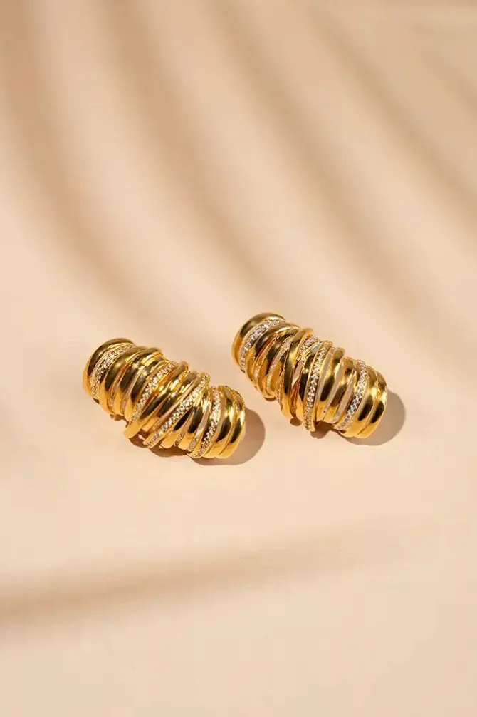 Classic Oorbellen Croissant Stones