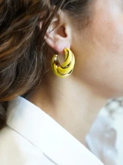 Classic Oorbellen Twist Creool M Geel