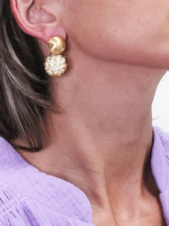 Cream Oorbellen Jacky Globe Double Stones S