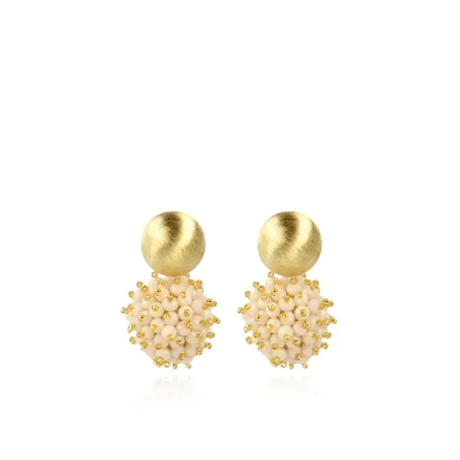 Cream Oorbellen Jacky Globe Double Stones L