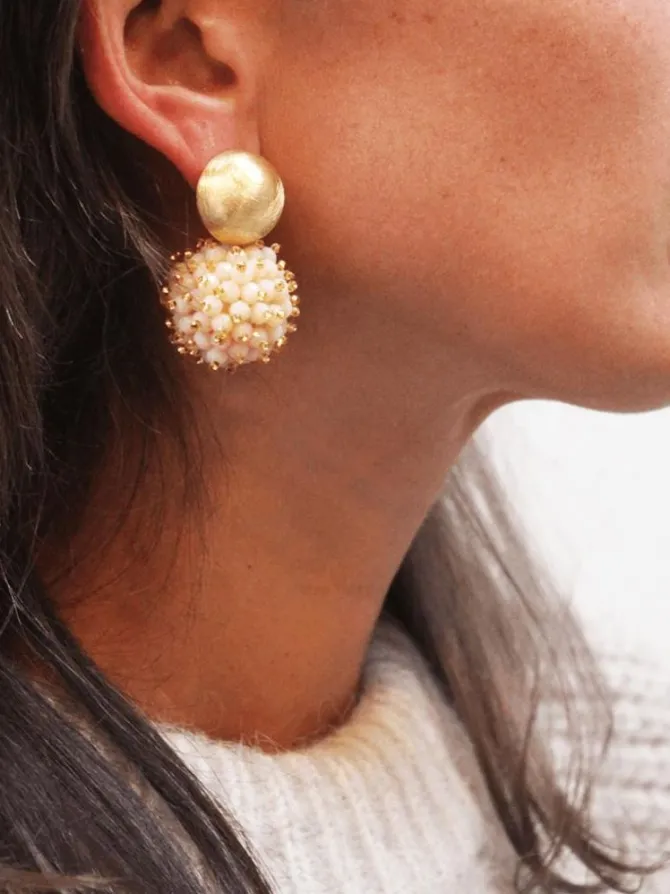 Cream Oorbellen Jacky Globe Double Stones L