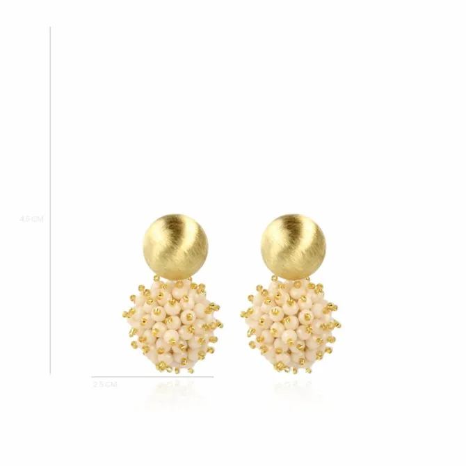 Cream Oorbellen Jacky Globe Double Stones L
