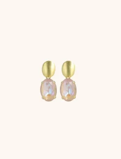 Daan Oorbellen Ovaal Strass Pendant M Peach Powder