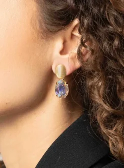 Daan Oorbellen Ovaal Strass Pendant M Peach Powder