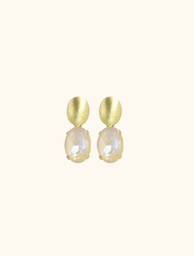 Daan Oorbellen Ovaal Strass Pendant M Yellow Powder