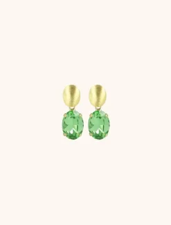 Daan Oorbellen Ovaal Strass Pendant M Peridot