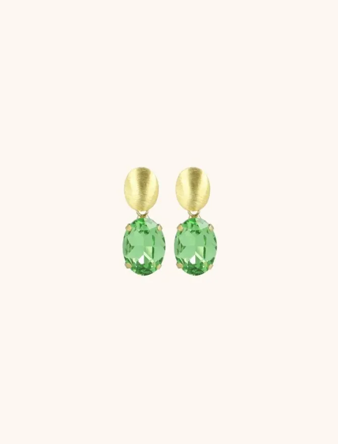 Daan Oorbellen Ovaal Strass Pendant M Peridot