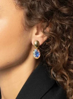 Daan Oorbellen Ovaal Strass Pendant M Holo