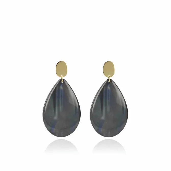 Donker Olie Resin Druppel L Oorbellen