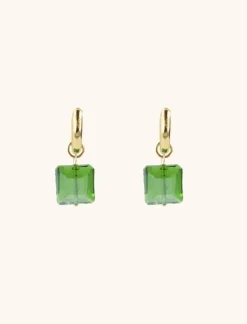 Farah Quartz Square Green S Oorbellen