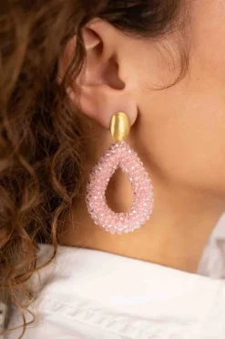 Fel Roze Oorbellen Berry Druppel L