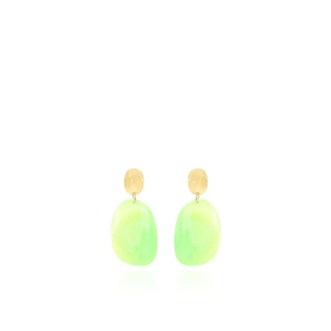 Fluorine Groen Oorbellen Little Sara Asymmetrisch Ovaal S