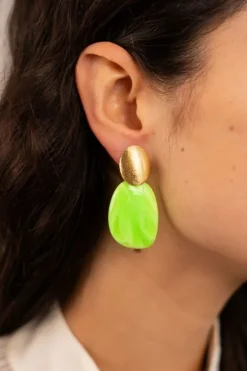 Fluorine Groen Oorbellen Little Sara Asymmetrisch Ovaal S