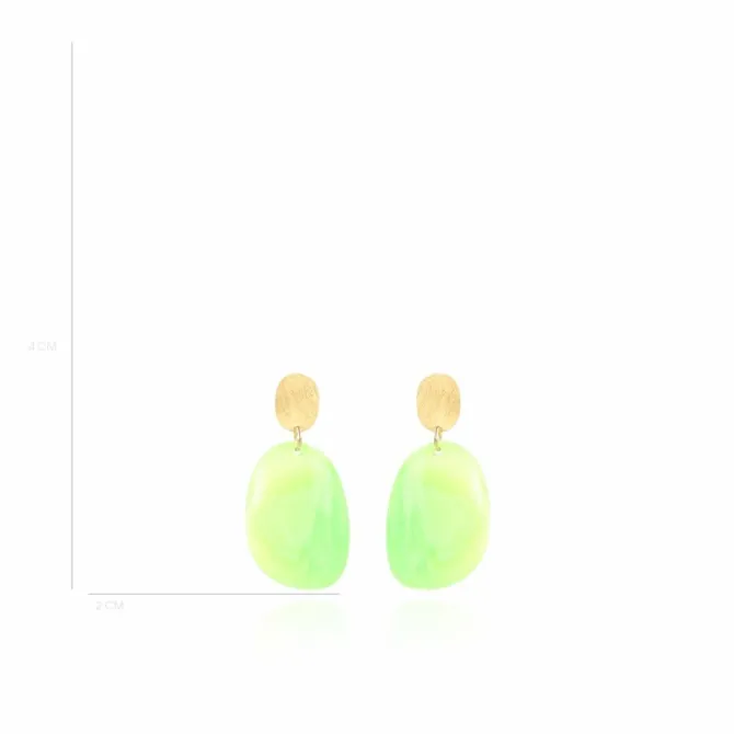 Fluorine Groen Oorbellen Little Sara Asymmetrisch Ovaal S